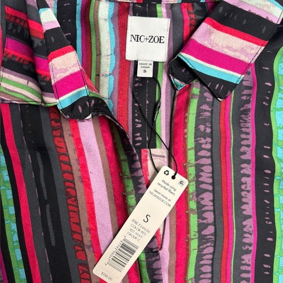 NEW NIC+ZOE Vivid Vision Button Front Business Casual Lightweight Blouse Small - Picture 3 of 13